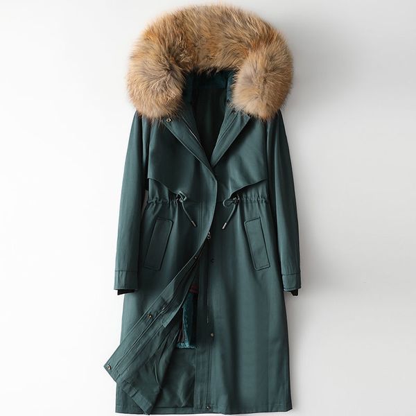 

fashion solid cotton liner parker down parkas new 100% rabbit liner winter jacket women waist warm fur collar coat, Tan;black