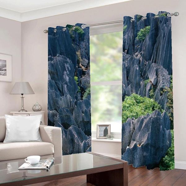 

curtain & drapes custom po blackout hd rockery stone water waterfall arts for living room bedroom home decor indoor sets