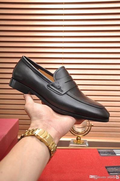 

casual business men's luxury dress shoes gunuine leather crocodile print brown party wedding designers mens loafers with double buckles, Black