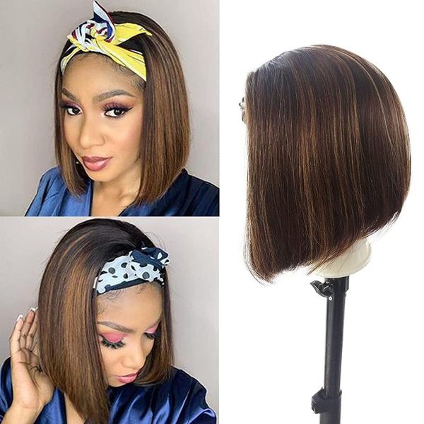 

hair bulks 4/27 highlight headband bob brazilian short straight omhoney blonde human for black women