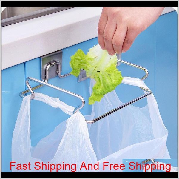 

hanging garbage bags storage organizer rack stainless steel trash bag holder towel gloves hanger for kitchen qylvxq item_home