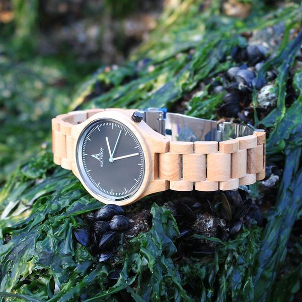 

wristwatches alk vision wood watch male female couple watches maple wooden wrist for men women ladies lovers casual white colock, Slivery;brown