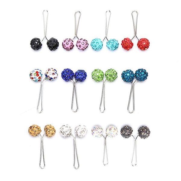 

pins, brooches 12 pcs/set muslim hijab scarf safety pin clips rhinestone ball brooch fashion jewelry decoration, Gray