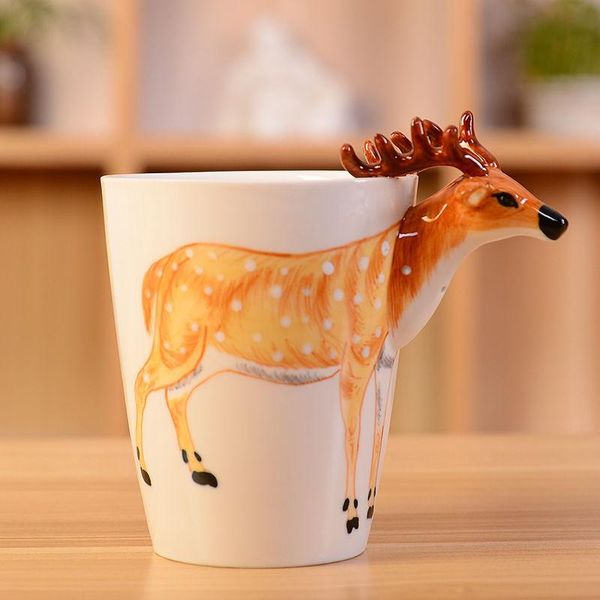

cups & saucers 3d three-dimensional hand painted ceramics coffee cup creativity taste animal cartoons office water kitchen tableware e11577