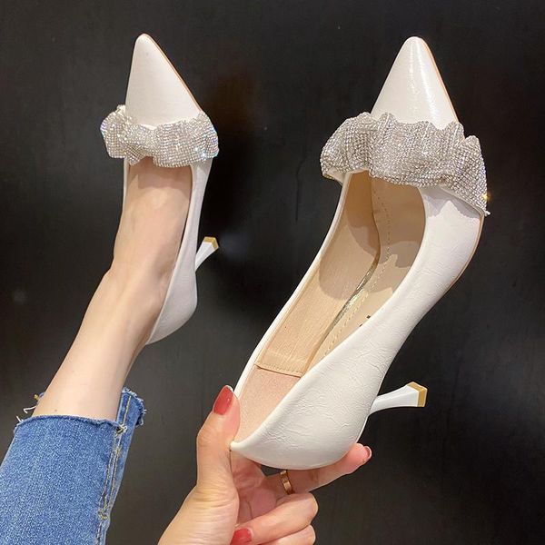 

dress shoes women sandals 2021 fashion pointed toe high heels pumps shoe summer for lady footwear bling high-heeled, Black