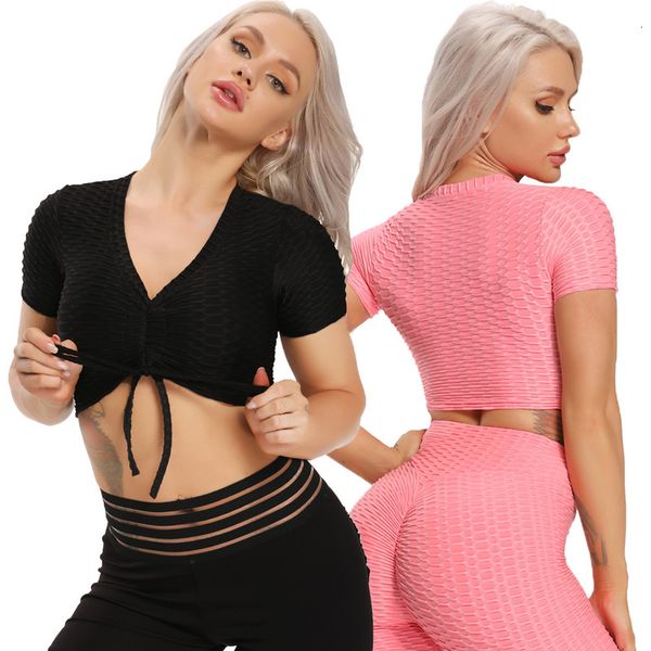 

salefemale t-shirt on v-neck gym clothing workout running crop, White