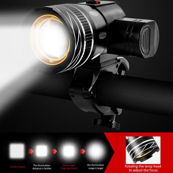 

5000mah bicycle light set t6 usb rechargeable battery adjustable zoom bike front headlight cycling lamp with taillight