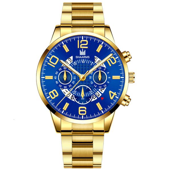 

watch sharms men's fashion quartz steel band simple decoration trend calendar earth, Slivery;brown