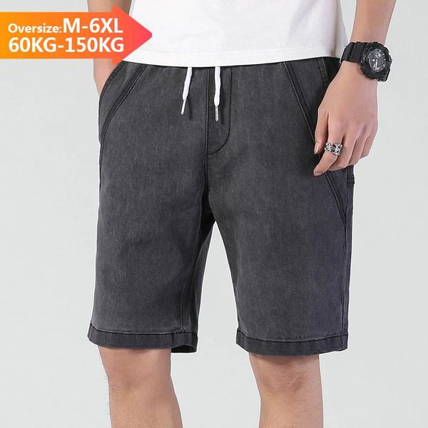 

men's jeans summer denim shorts big size 4xl 5xl 6xl short half pant knee length large loose bermuda blue male oversize