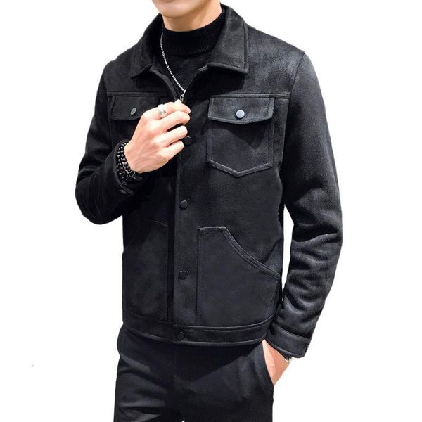 

men's jackets suede jacket for men 2021 winter fashion multi-pocket business casual slim coat clothes time limited, Black;brown