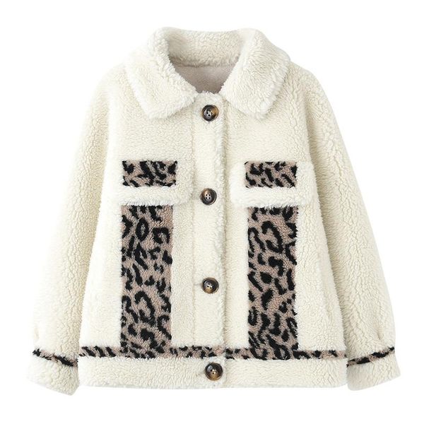 

women's jackets women faux fur coat fashion splice leopard loose warm jacket autumn winter clothes female elegant korean style outerwea, Black;brown