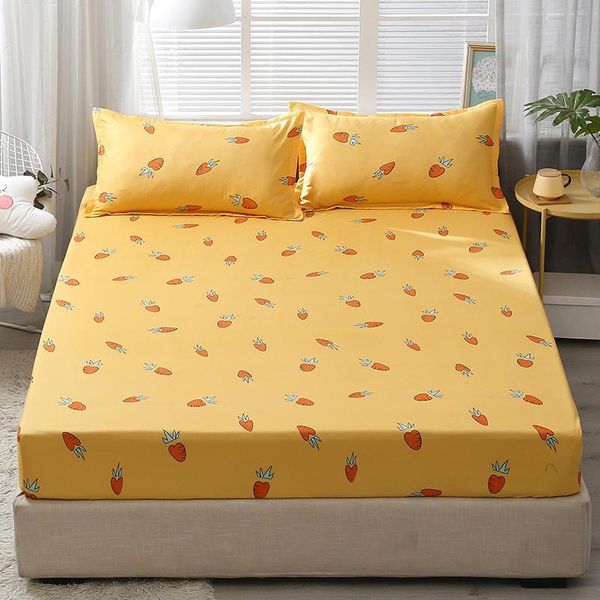 

sheets & sets 3pcs bed cartoon carrot reactive printed fitted sheet with elastic queen/king mattress cover and cases