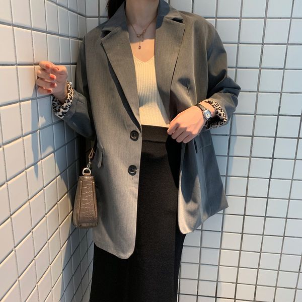 

2021 new fashion single fall breasted jacket lapel coat simple ladies solid color suit elegant girls outwear 13c6, White;black