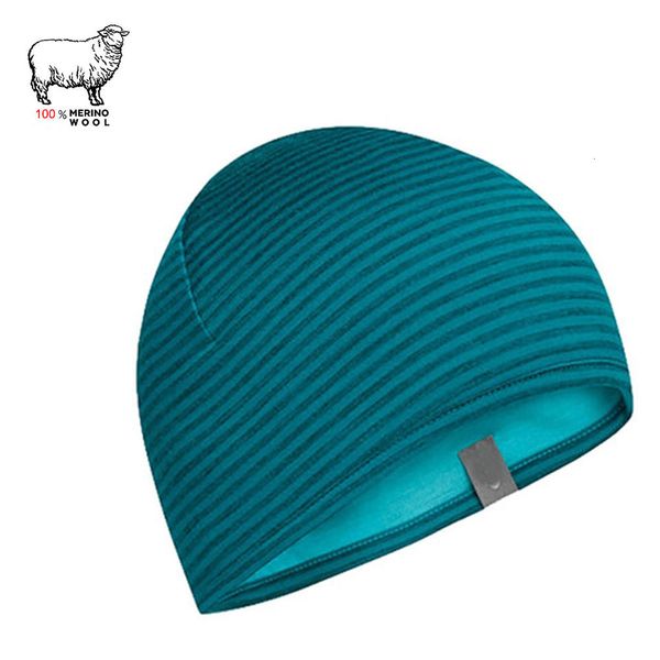 

2021 new fall winter 100% merino cuff beanie 2 layer men women wool cap soft sports running outdoor thermal hat osfa vt17, Blue;gray