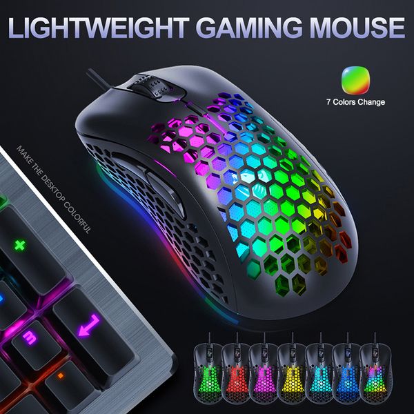 

g540 usb wired gaming mouse macro rgb backlit light gamer mouse 6400 dpi adjustable mouse programmable hollow for pubg lol fsp