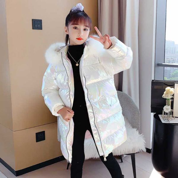 

down coat 2021 russian winter jacket for girls waterproof shiny warm 3-14 years teenage girl parka snowsuit, Blue;gray