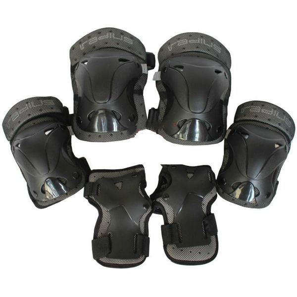 

elbow & knee pads 6 pieces/set wrist protector set men roller skates/ski/scooter/snowboarding safety protective guard women, Black;gray