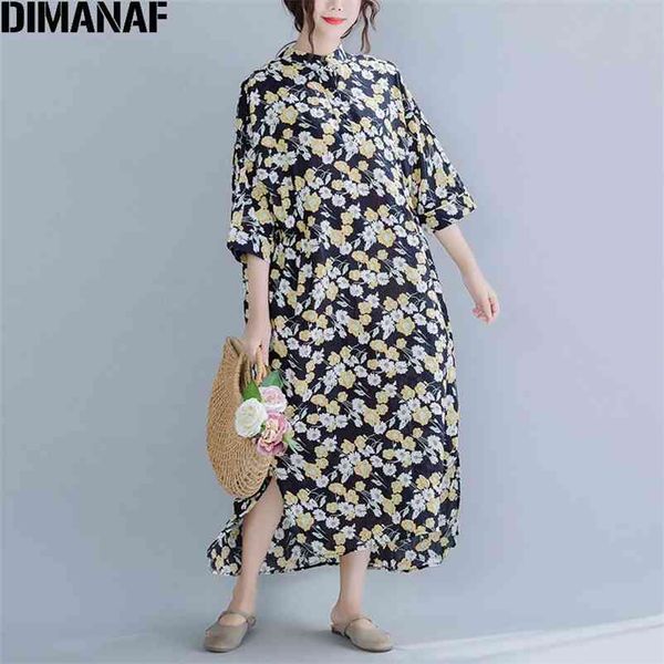 

plus size women summer dress linen flower button female vestidos vintage casual holiday oversized dresses sundress 210531, Black;gray