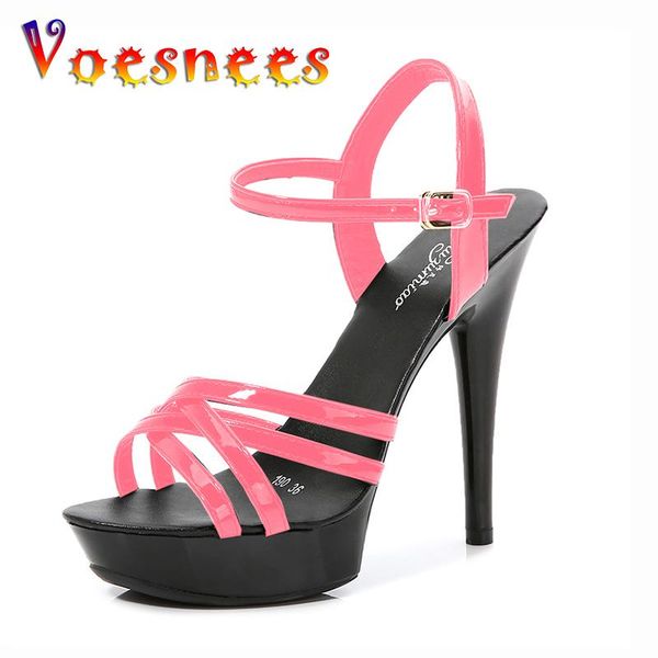 

sandals voesnees women shoes show 2021 platform 13 cm girls party stripper heels cross-tied buckle pole dance, Black