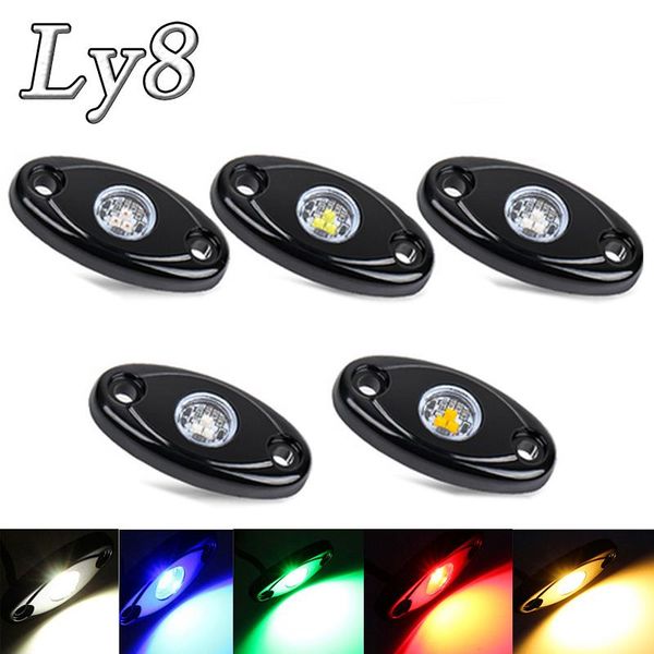 

interior&external lights ly8 2/4pcs led rock waterproof underglow neon trail rig for car truck suv boat underbody glow lamp