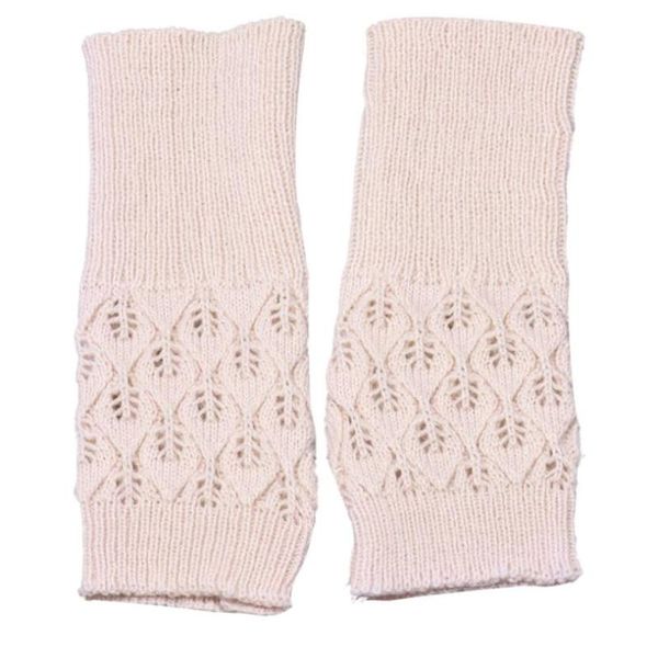 

fingerless gloves 2021 quality female without fingers women hollow out leaves keep warm soft knitted winter eldiven, Blue;gray