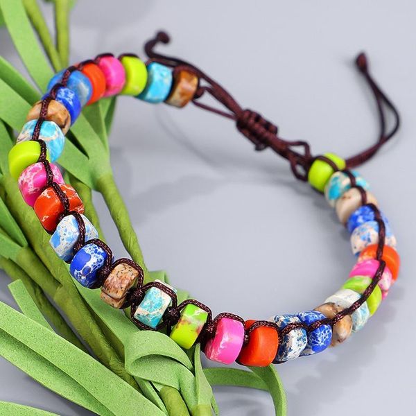 Nova pulseira de pedra natural para mulheres imperador pulseira pulseira pulseira arco-íris yoga beads feminino jóias