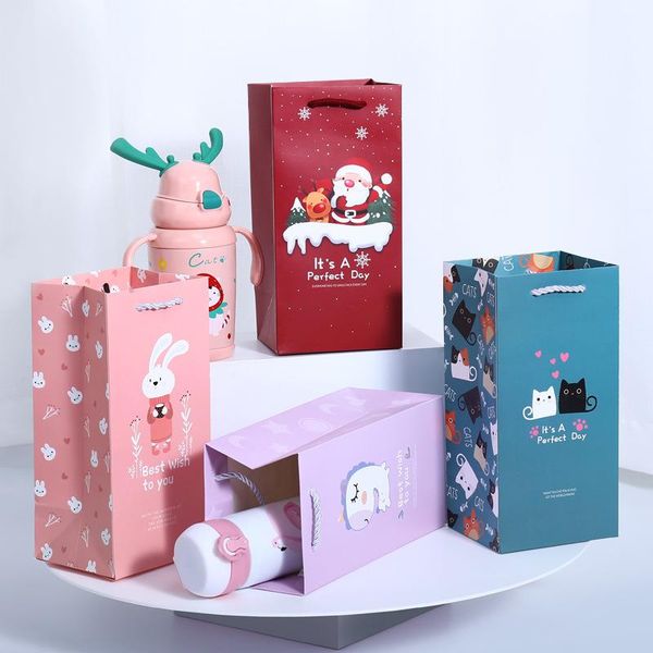 

christmas decorations 5pcs paper bags christmes carry gift bag birthday wedding favor box with handle cookie packaging