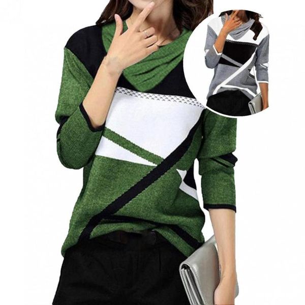 

women's t-shirt geometric stylish leisure spring shirt simple women long sleeve for work, White