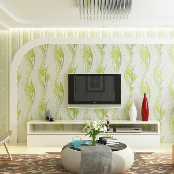 

0.53x9.5m romantic pastoral purple flower 3d wallpaper living room tv wall green thick modern bedding room wall paper roll