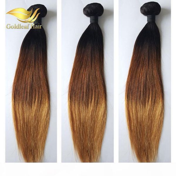 

10-26inch brazilian human ombr hair 1b 4 27 straight 3pcs ombre human hair weaving ombre hair extensions, Black