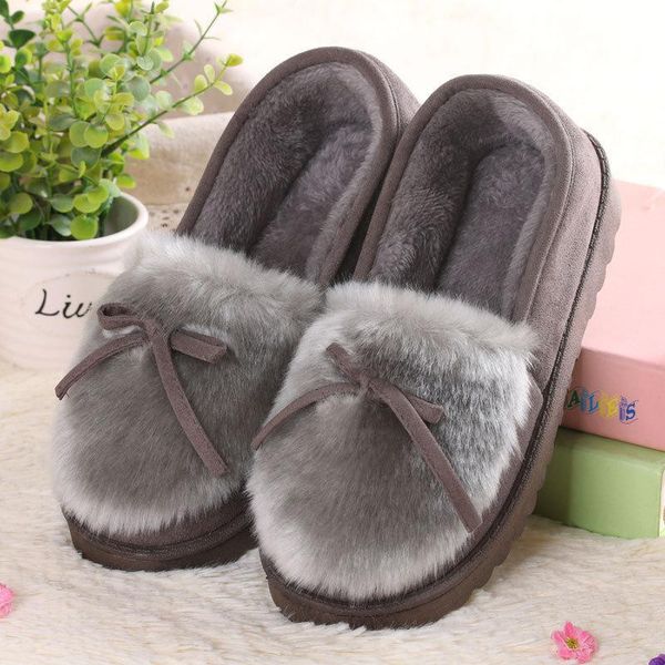 

winter platform shoes women outdoor home slippers female winter fur slides house sandals fuzzy slippers ladies cute loafers bow, Black