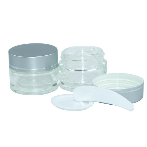 

storage bottles & jars 10pcs 15ml refillable hyaline glass cream with silver spiral plastic cap exquisite gifts skin care products empty via