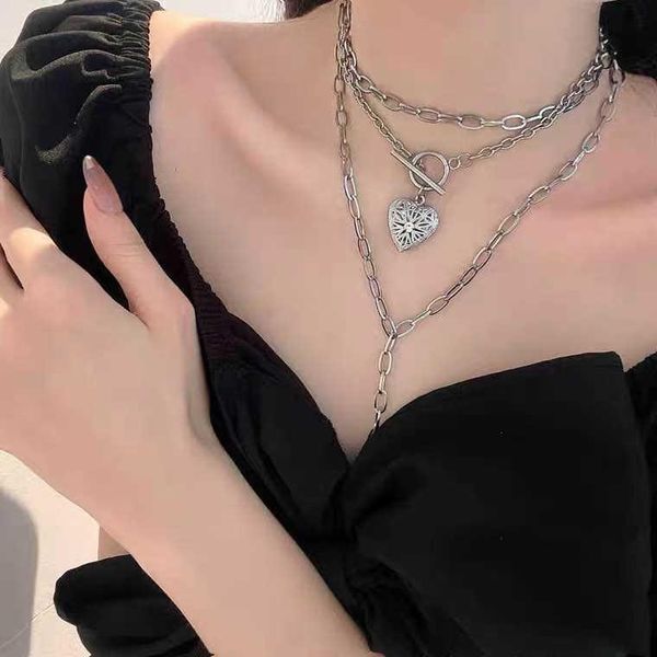 

earrings & necklace retro titanium steel not fade love women's long chain three layer tassel pendant hip hop cool ot, Silver