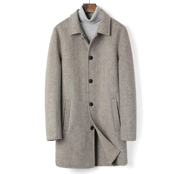 

autumn / winter 2021 pure handmade double face cashmere coat for men, Black