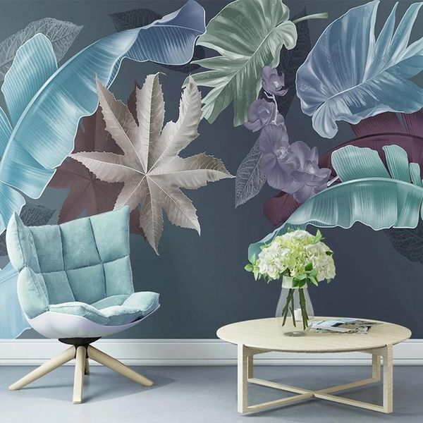 

wallpapers custom po wallpaper 3d hand painted nordic tropical plant leaves simple modern tv background wall mural home art decor papers
