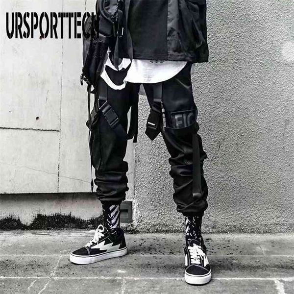 

streetwear cargo pants men multi pockets harem hip hop casual male track joggers trousers fashion harajuku 210715, Black