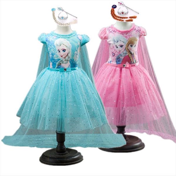 

5pcs girls fashion princess costume girl dress kids children birthday party christmas halloween outfits infantil vestidos, Red;yellow