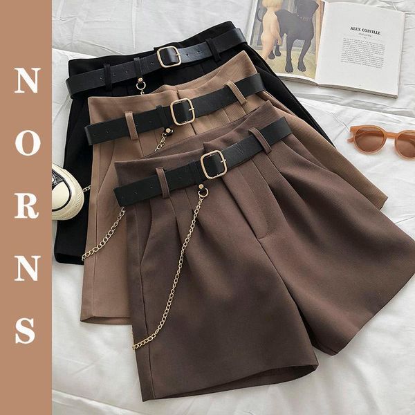 

women's shorts 2021 casual comfortable elegant wild with belt woolen autumn winter slim wide leg a-line, White;black