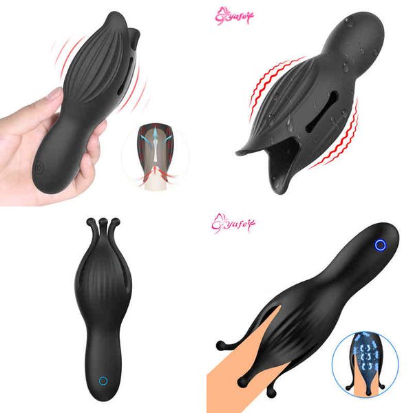 NXY Sex Masturbatori Stimolatore del pene Delay Stamina Trainer Masturbatore maschile Vibratore Oral Climax Glan Massager Aircraft Cup Giocattoli per uomini 220127