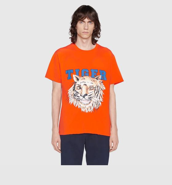 Yeni Pamuk Erkek T-shirt Mans Kadın Yaz Tee Tiger Nakış Moda Baskı Çiftler Tees Erkekler Renkli T-Shirt Marka Severler Üst Boyutu S-XXL