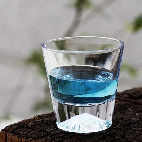

creative whiskey glass japanese style fuji mountain iceberg glass double layer beer juice coffee sglasses transparent mug