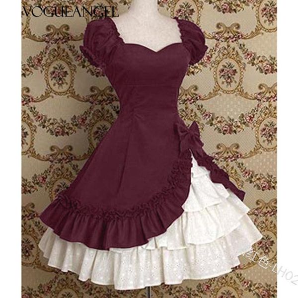 

plus size dresses fashion women vintage gothic court square collar patchwork bow dress medieval renaissance party club elegant princess 5xl, Black