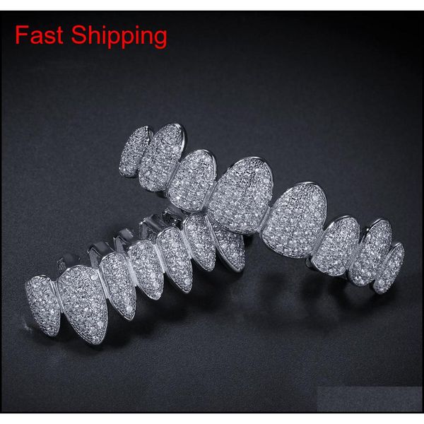 

fashion hip hop/punk teeth grillz set gold silver irregular 8-tooth canines with zircon teeth grillz wom qylurl beauty888