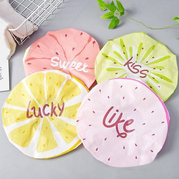 

shower caps cute cartoon fruit pattern waterproof cap women supplies bathing bathroom product accessories