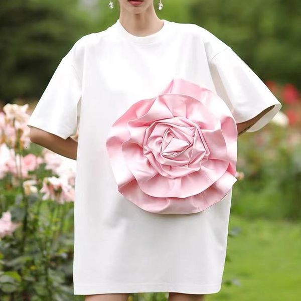 

casual dresses [ewq] vestido casual chique de verÃ£o, tendÃªncia feminina, cor sÃ³lida, gola redonda, trÃªs dimensional flores, da moda, manga c, Black;gray