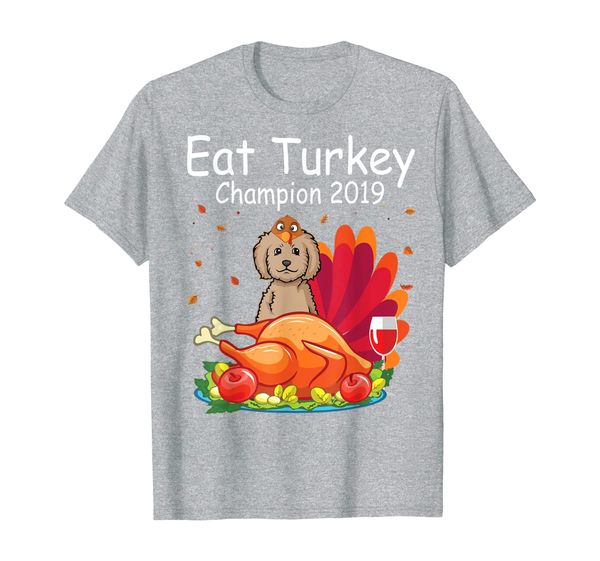 

turkey ride labradoodle see turkey dish wine champion 2019 t-shirt, White;black
