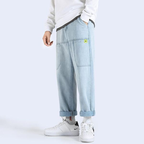 

men's jeans fardress style wash simple clothing fashion, Blue