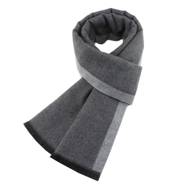 

scarves luxury men's winter cashmere feel scarf warm soft long men business solid neckerchief male fashion knitted neckwear, Blue;gray