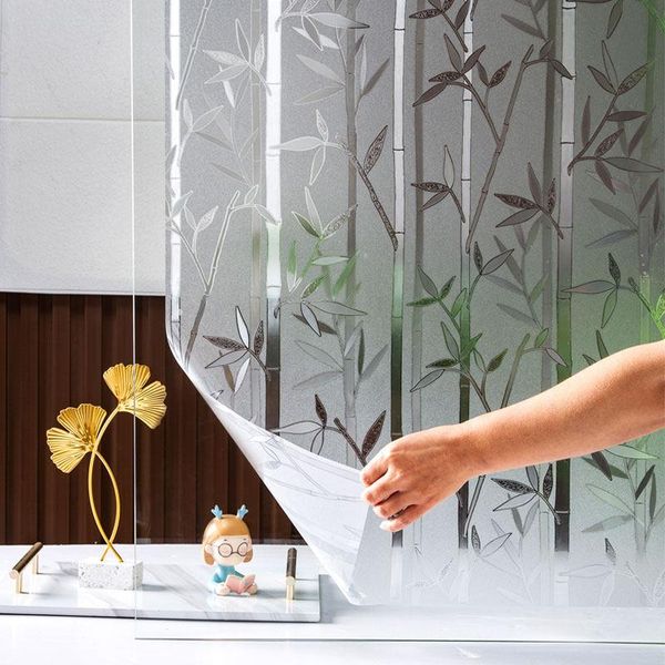 

window stickers 3d stained bamboo sticker static no glue anti uv privacy glass film for kitchen office home decorative tint