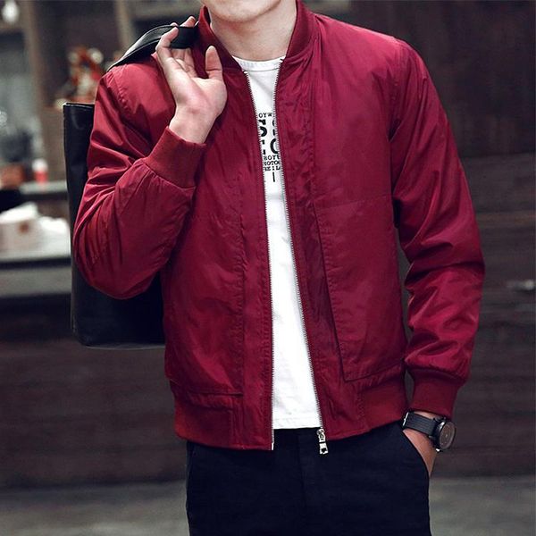 

men's jackets 2021spring autumn casual jacket men streetwear slim baseball uniform fashion stand collar zipper coat casaco masculino, Black;brown
